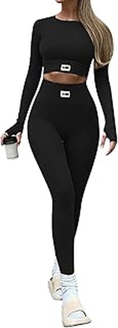 Análisis de materiales en conjuntos fitness de top y leggings para mujer