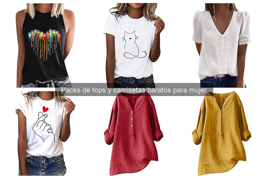 Comparativa de precios de packs de tops y camisetas para mujer