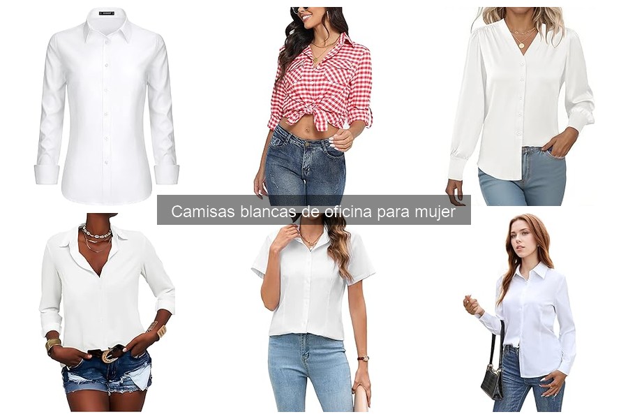 Estilos de cuello en camisas blancas de oficina para mujer
