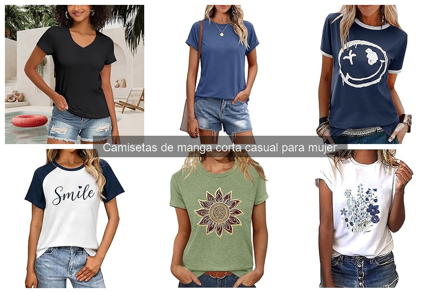 Tipos de camisetas de manga corta casual para mujer