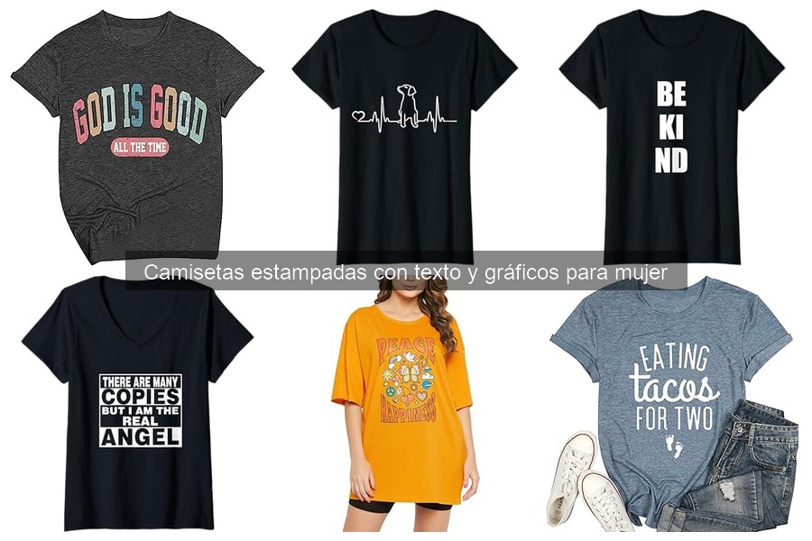Tipos de camisetas estampadas con texto para mujer