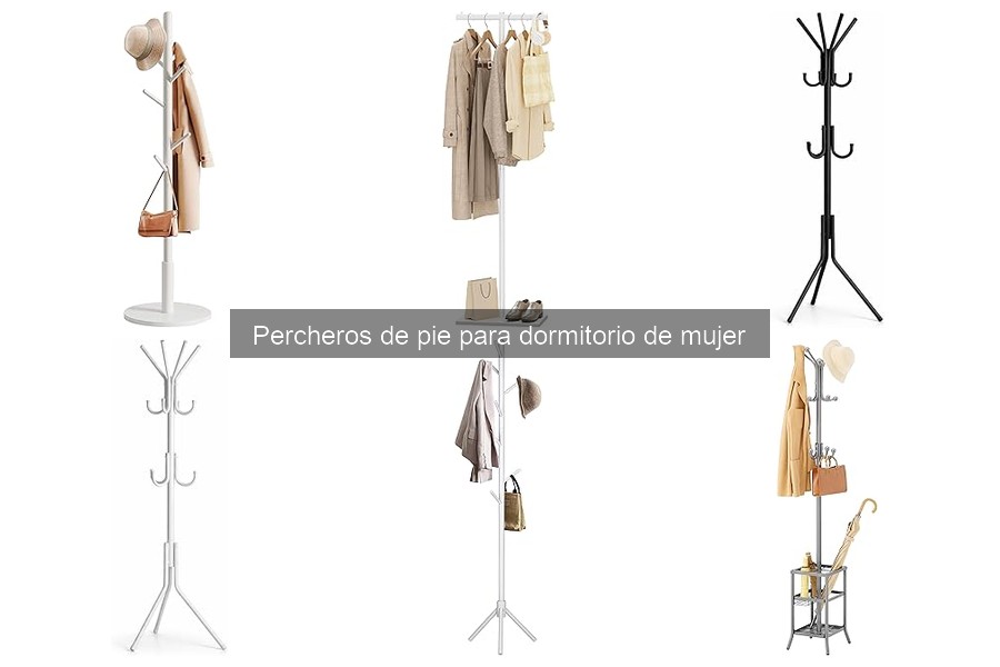 Tipos de percheros de pie para dormitorio de mujer