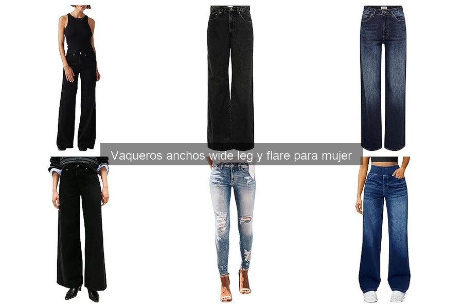 Tipos de vaqueros anchos wide leg y flare para mujer