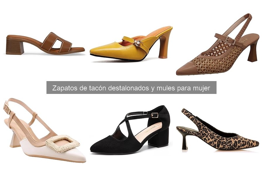 Zapatos de tacón destalonados cómodos para pies anchos
